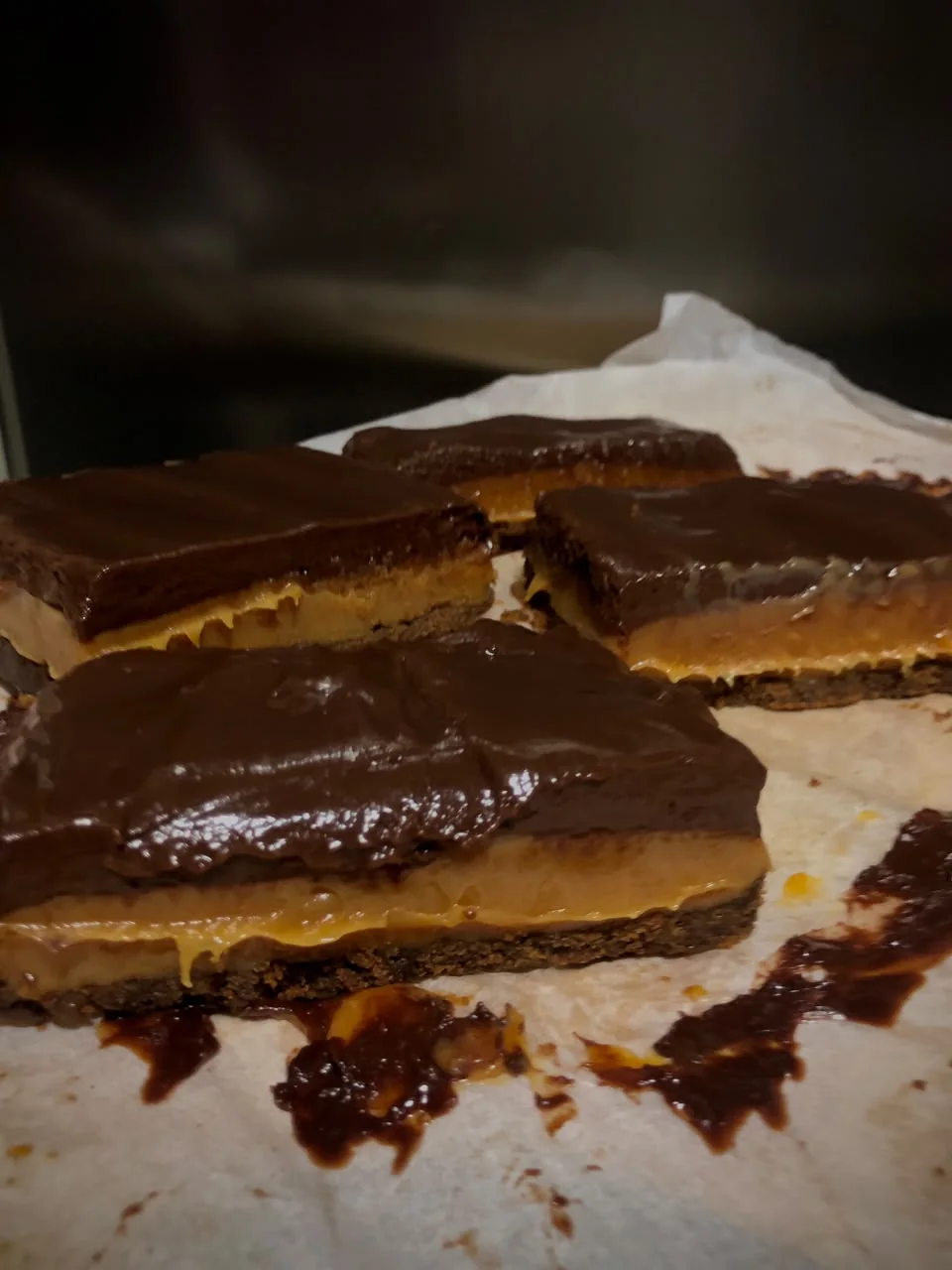 Detalhe das camadas da torta escocesa